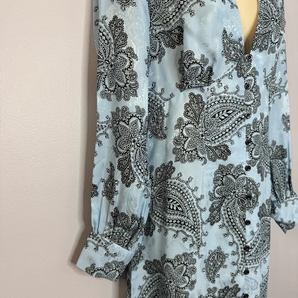 Sandro Paris Printed Silk Beane Jacquard Button Down A Line Midi Dress Classic S - Picture 7 of 16